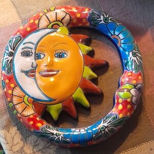 Vibrant Sun and Moon Ceramic Art Piece With A Set Of Knobs